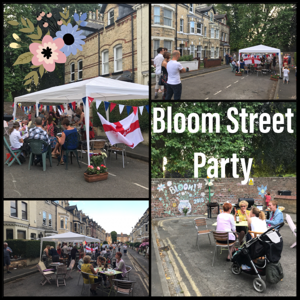 Montage of street party scenes