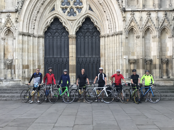 Cyclists outside York Minster